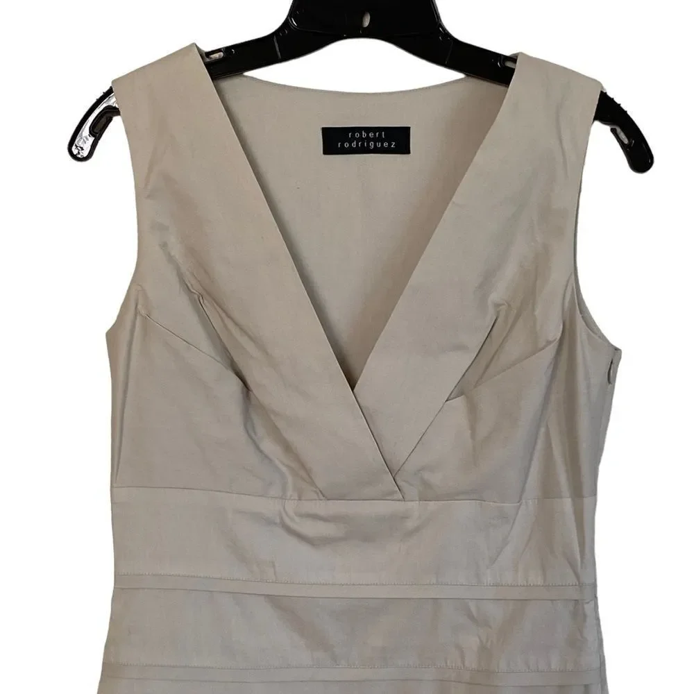 Robert RodriguezTan Tiered Sleeveless Sheath Dress Sz 8